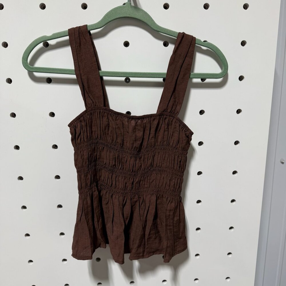 NWT Moon River Brown Ruffle Tank Size Extra Small